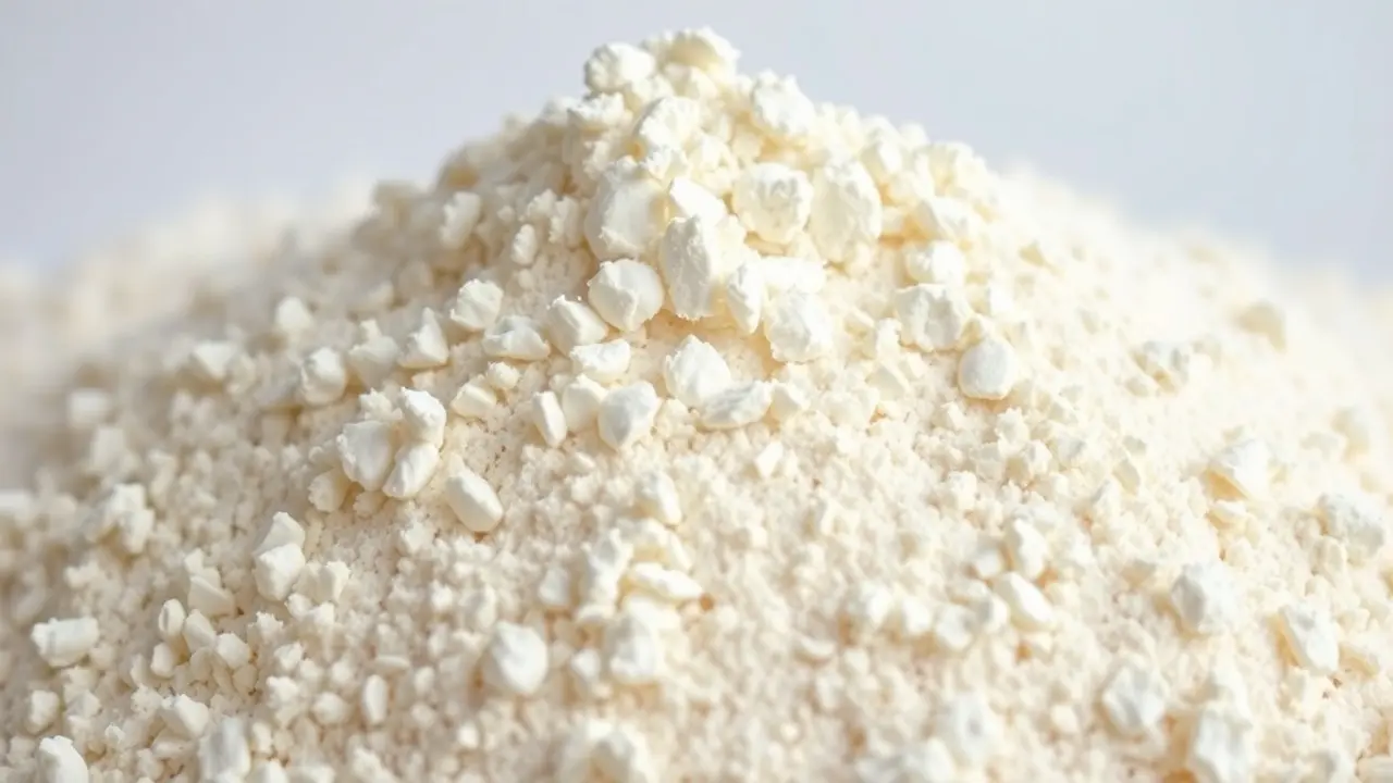 Monte de farinha branca com iluminação suave.