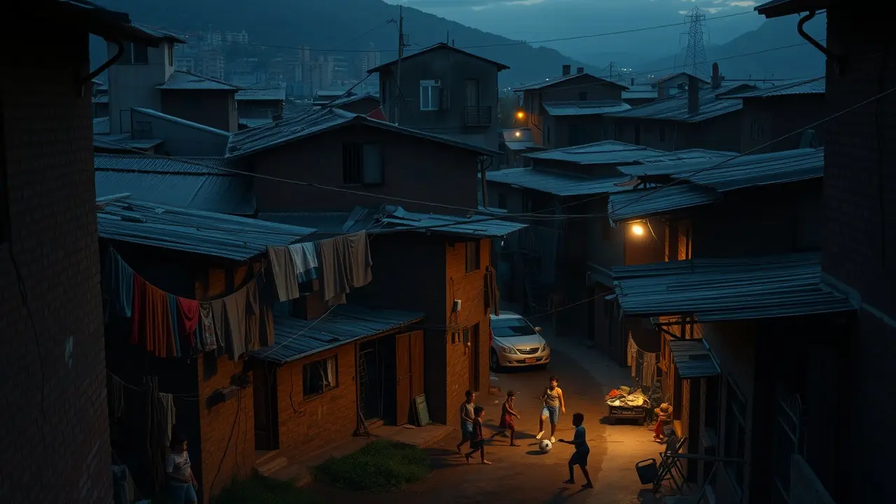 Sonhar com Favela: Descubra os Significados Ocultos Favela iluminada ao entardecer refletindo resiliência.