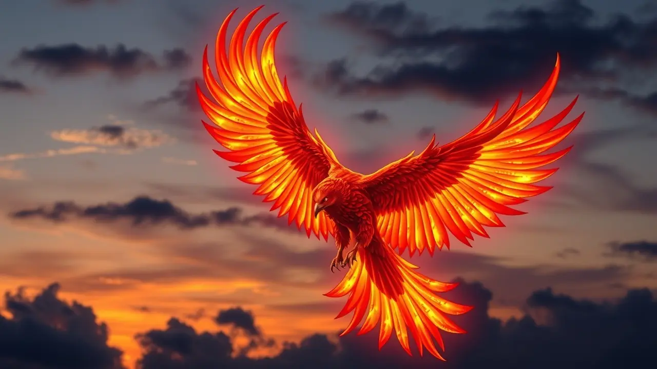 Sonhar com Fawkes: Desvende os Significados Esotéricos e Símbolos de Renascimento Fênix Fawkes voando no céu