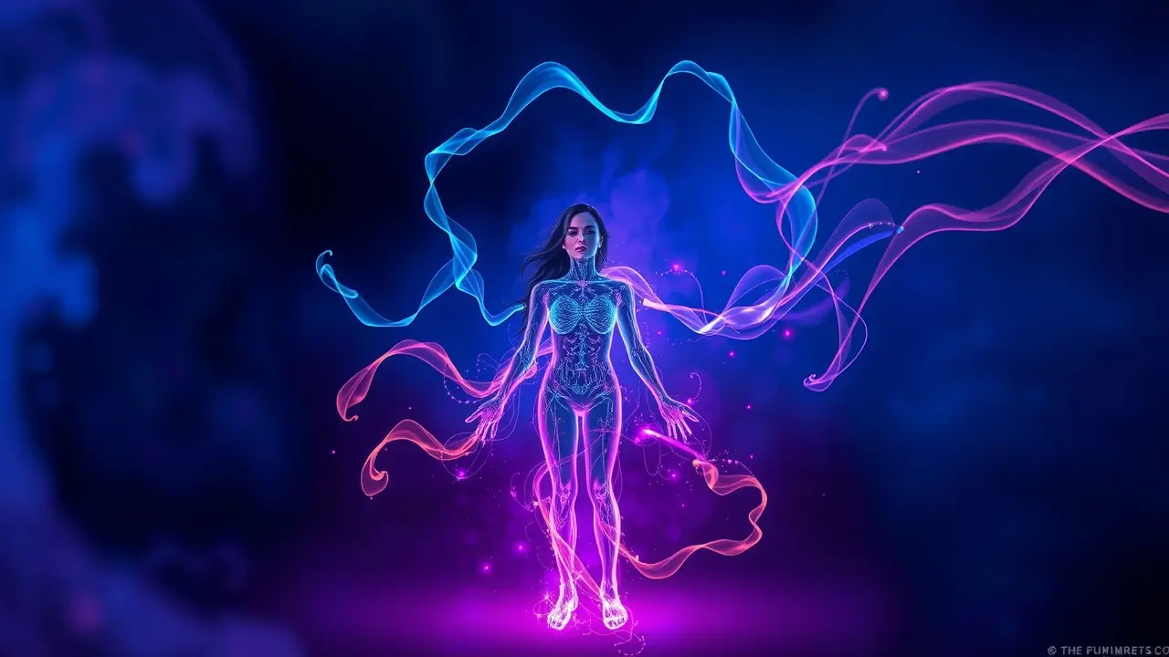 Mulher cercada por feromônios brilhantes