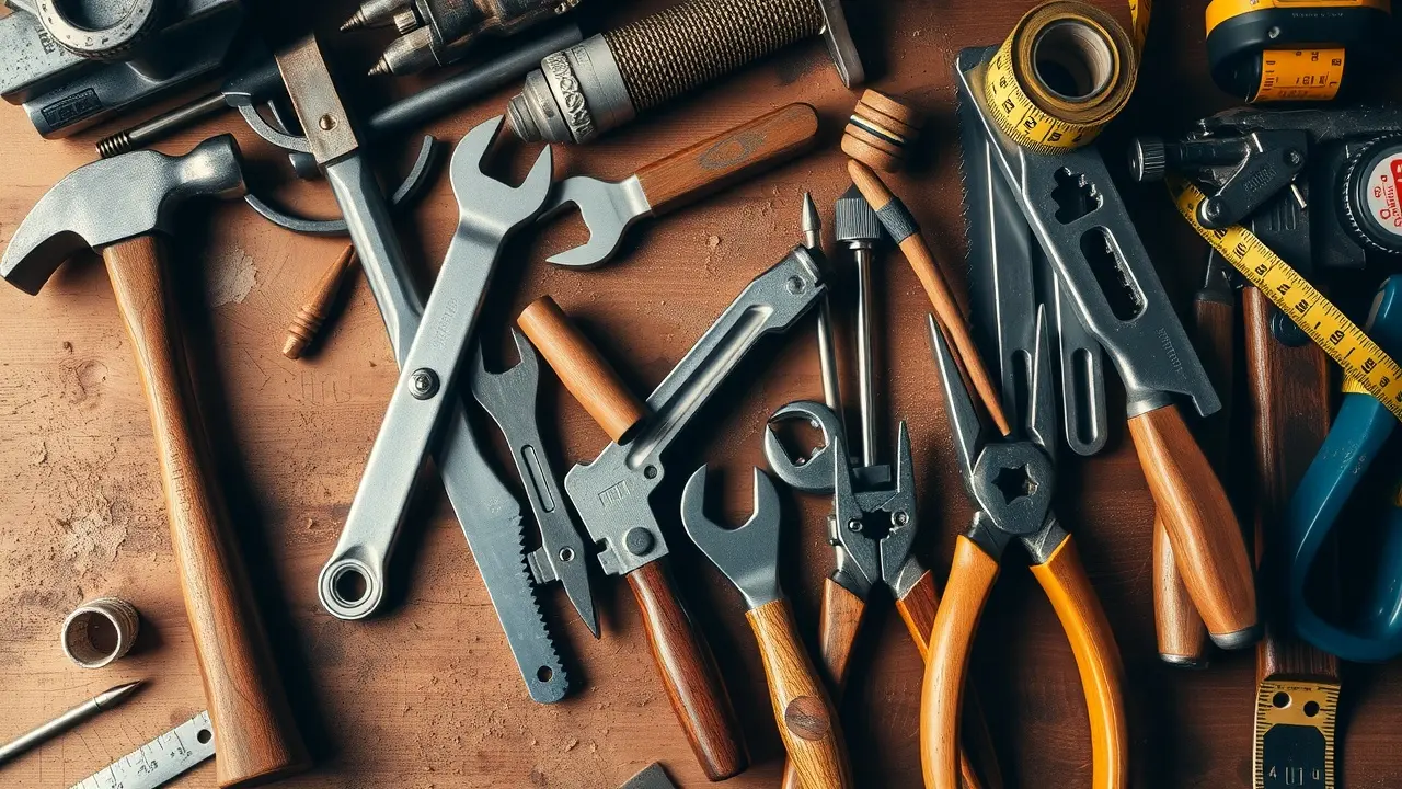 Bancada de trabalho com ferramentas diversas.