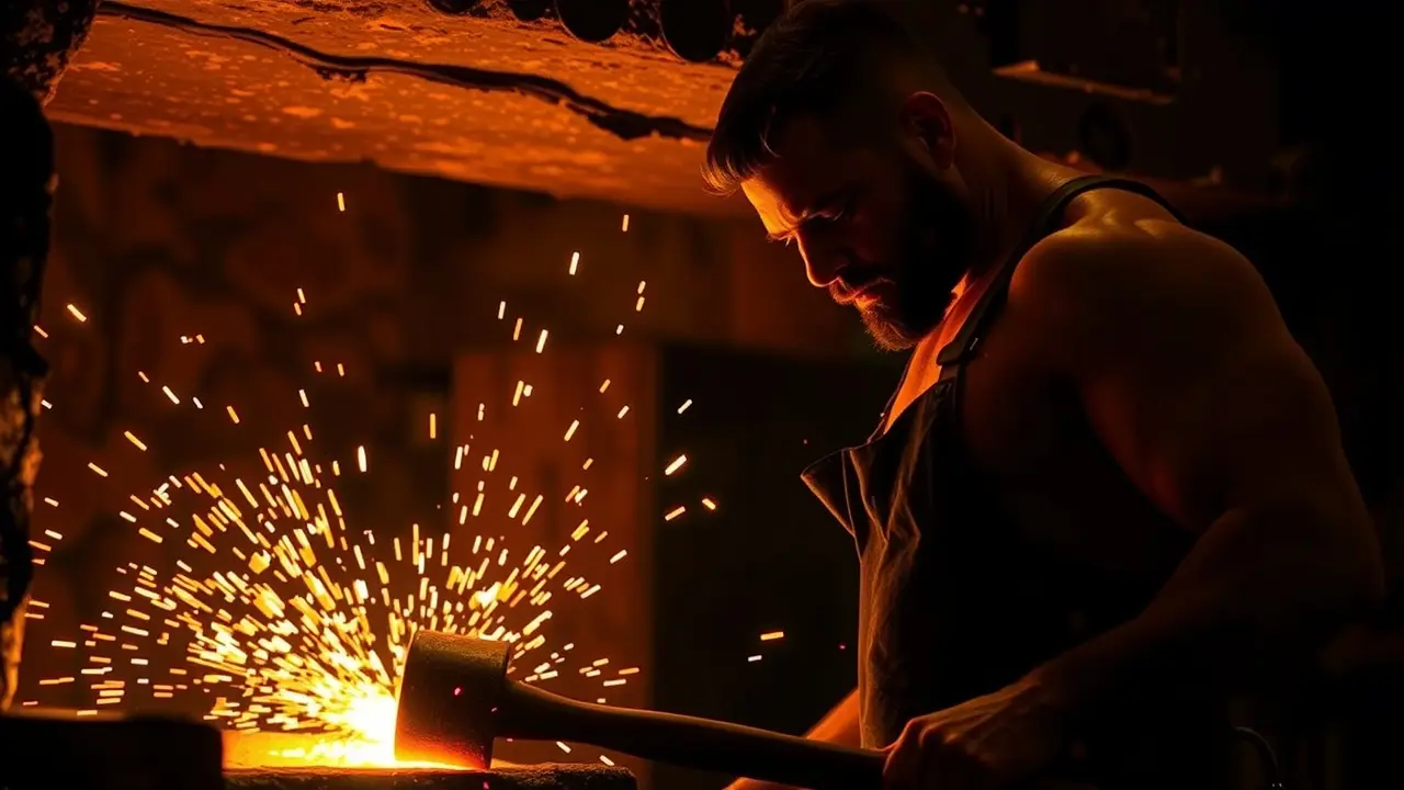 Ferreiro trabalhando na forja