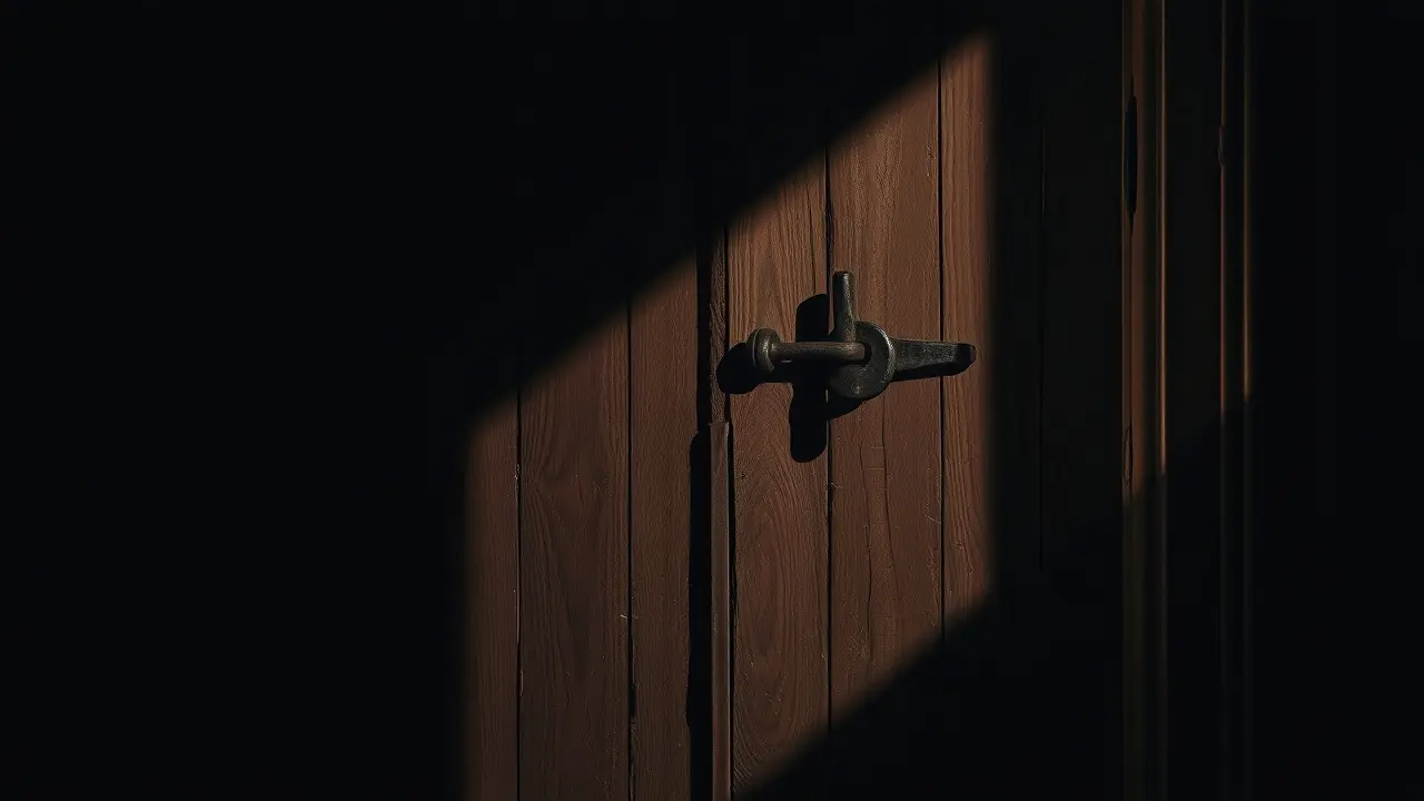 Significado de Sonhar com Ferrolho: Desvendando os Mistérios Ferrolho enferrujado em porta de madeira antiga.
