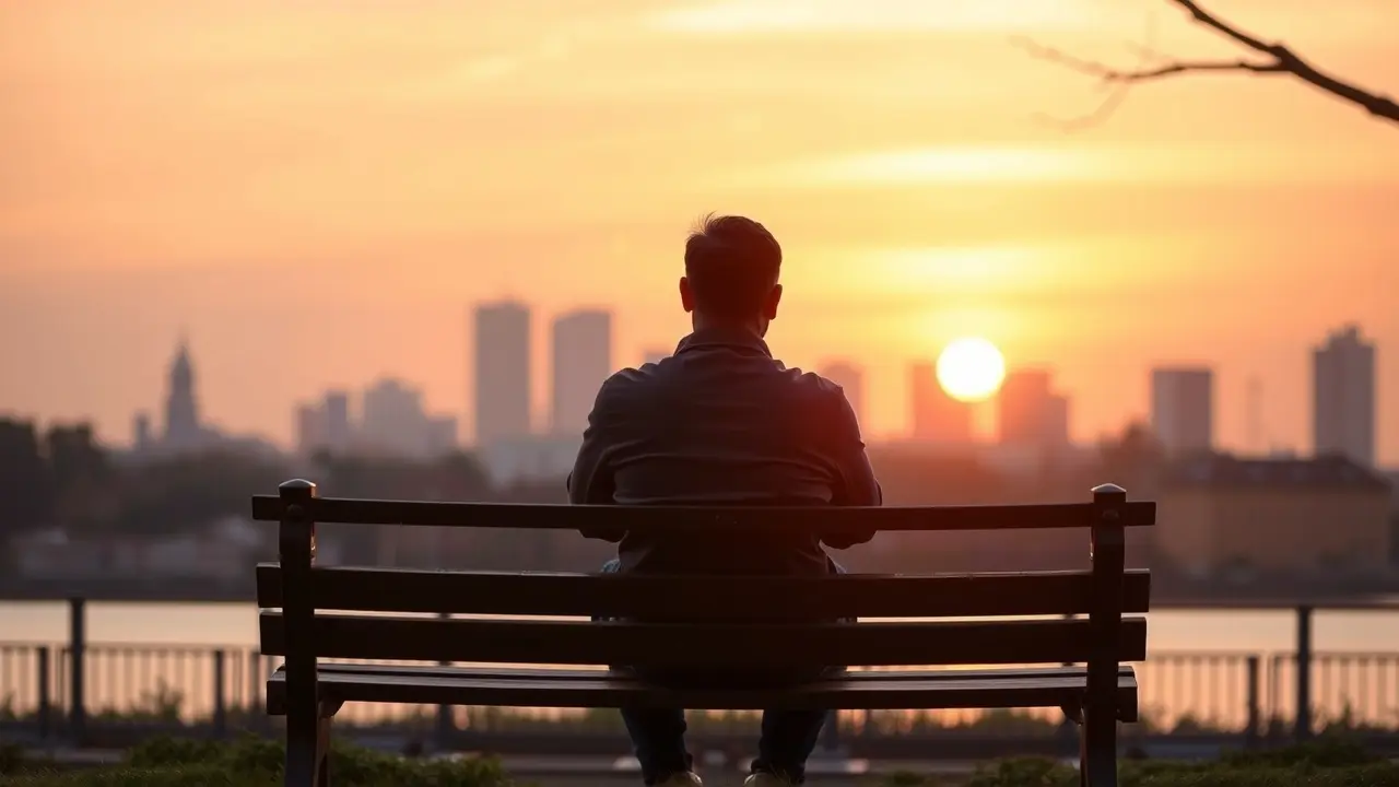 Sonhar com Financiamento: Descubra o Significado e as Implicações Pessoa refletindo sobre o futuro financeiro ao entardecer