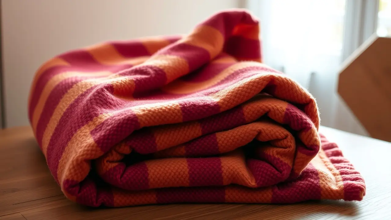 Cobertor de flanela macio em cores quentes.