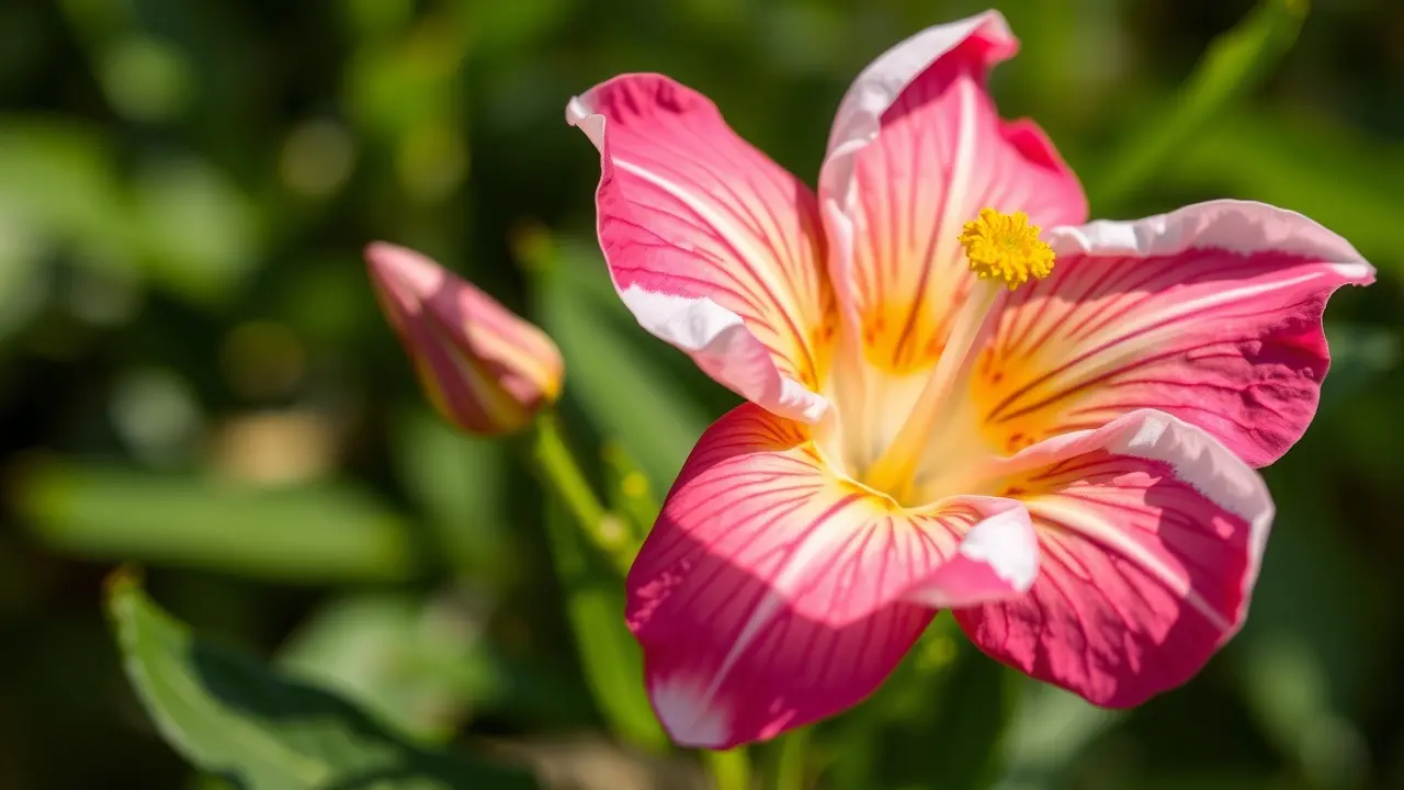 Visão detalhada de uma vibrante Flor-do-Guarujá.