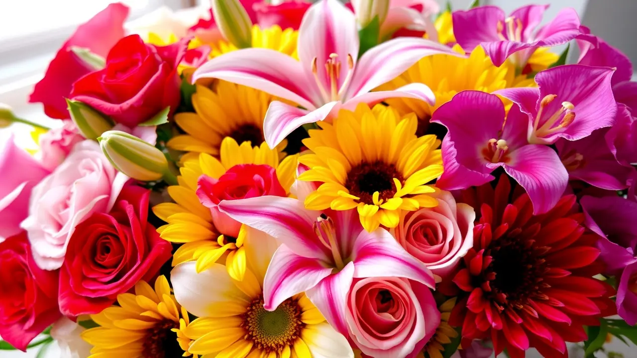 Buquê vibrante de flores coloridas