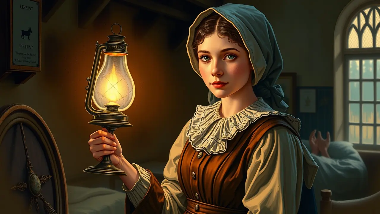Significado de Sonhar com Florence Nightingale: Análise e Interpretações Mulher vestida de Florence Nightingale com lampada