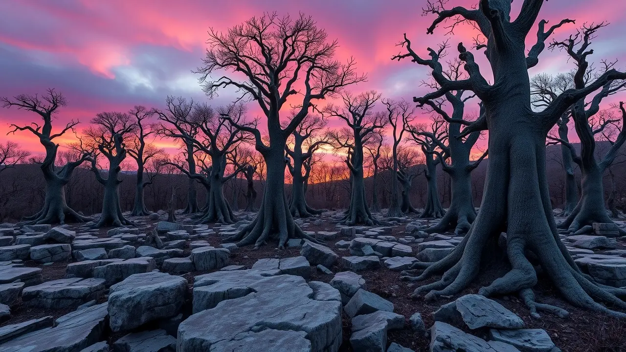 Floresta petrificada em sonho