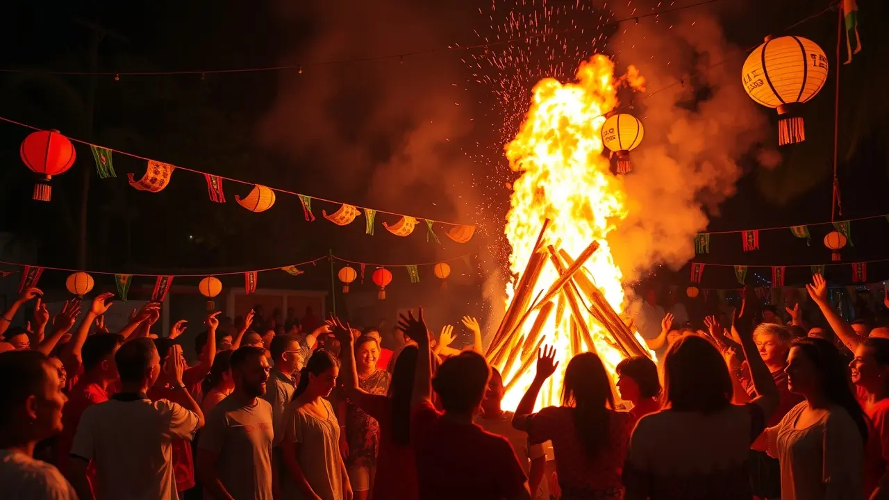 Fogueira de São João em festa junina.