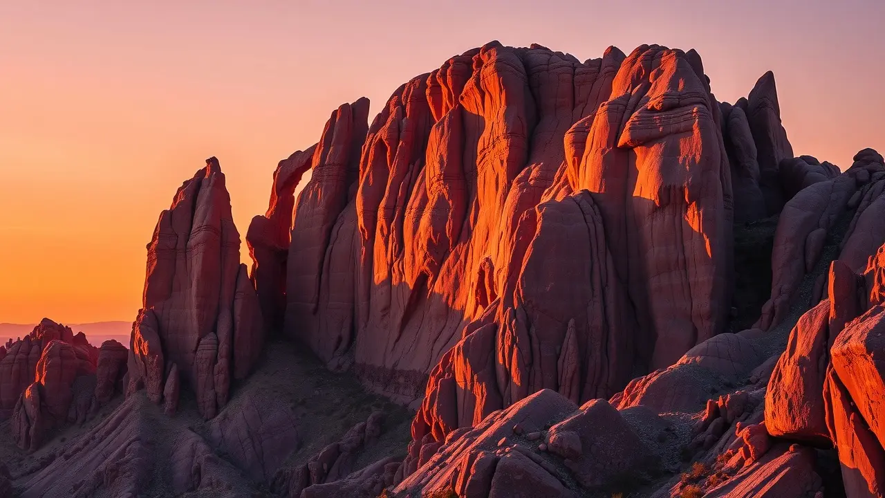 Significado de Sonhar com Formação Rochosa: Desvendando o Inconsciente Formação rochosa imponente sob o sol poente.