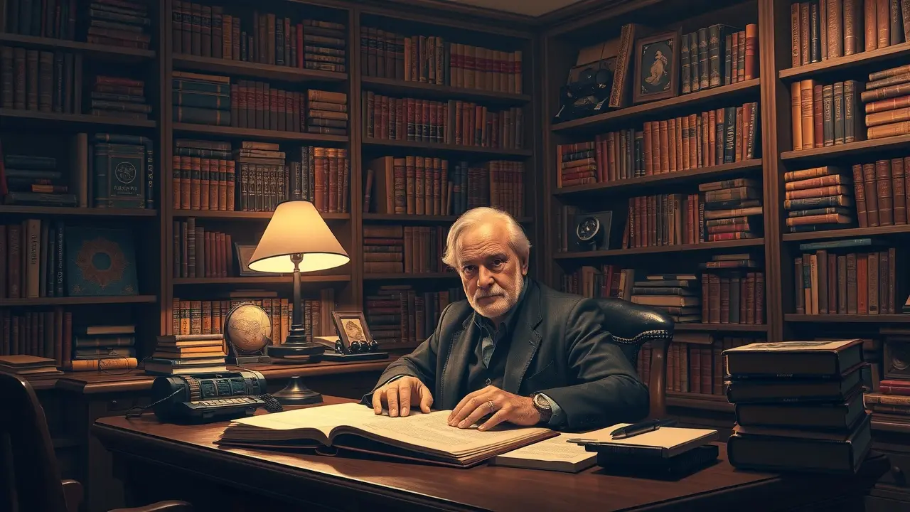 Frank Herbert em seu escritório, sonhando com Dune