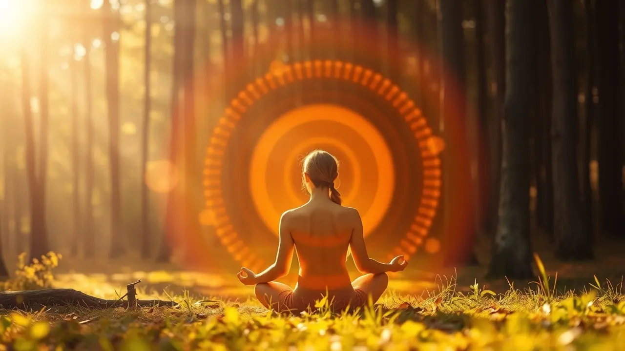 Pessoa meditando com aura brilhante