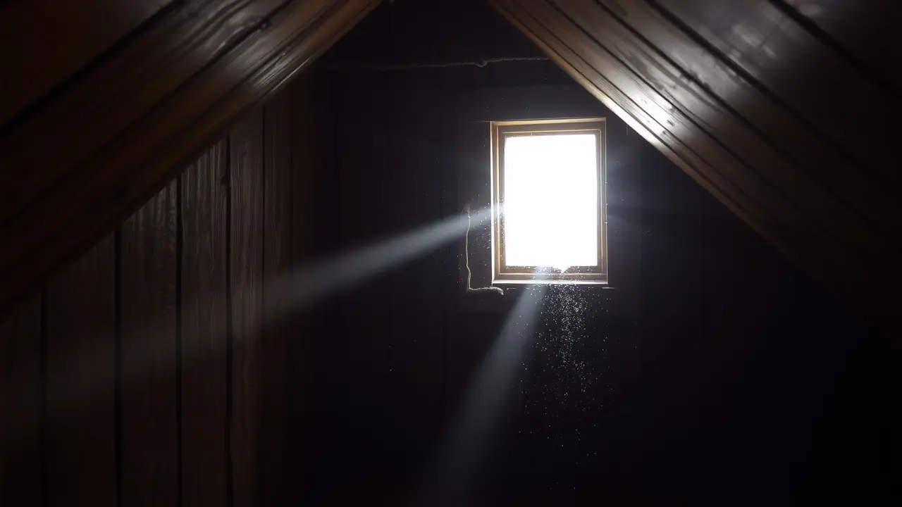 Sonhar com Fresta: Descubra os Significados e Interpretações! Fresta de luz em sótão poeirento.