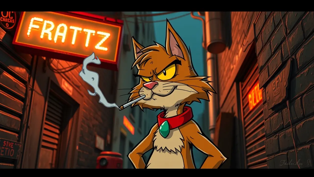 Fritz the Cat fumando em beco sujo