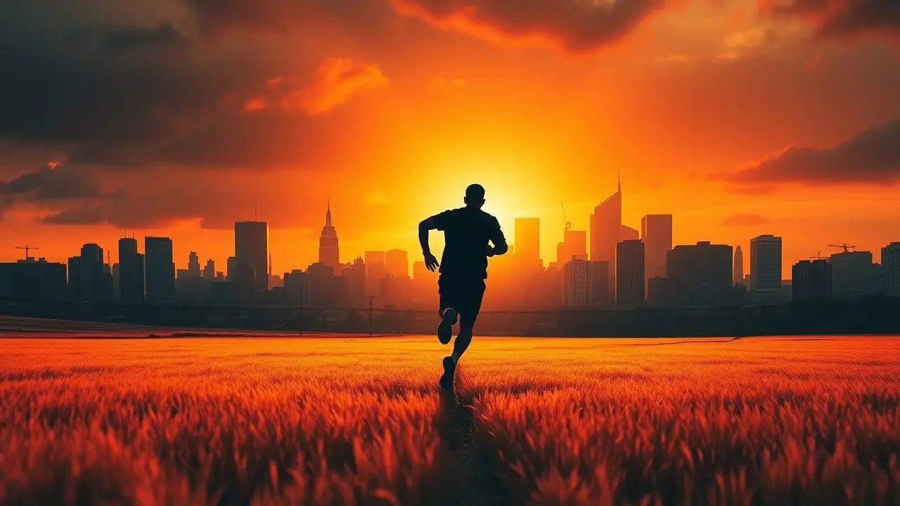 Sonhar com Fuga: Descubra o Significado Oculto! Pessoa fugindo da cidade para o campo ao nascer do sol.