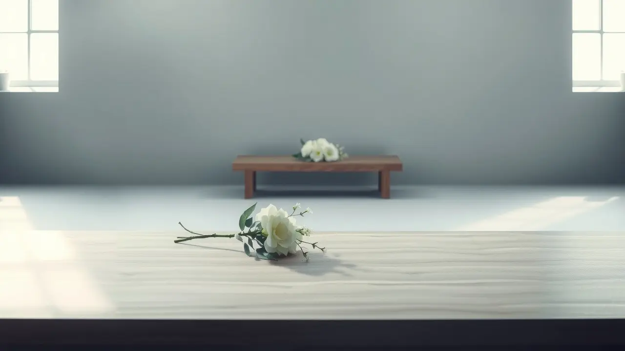 Cenário sereno de funerária minimalista