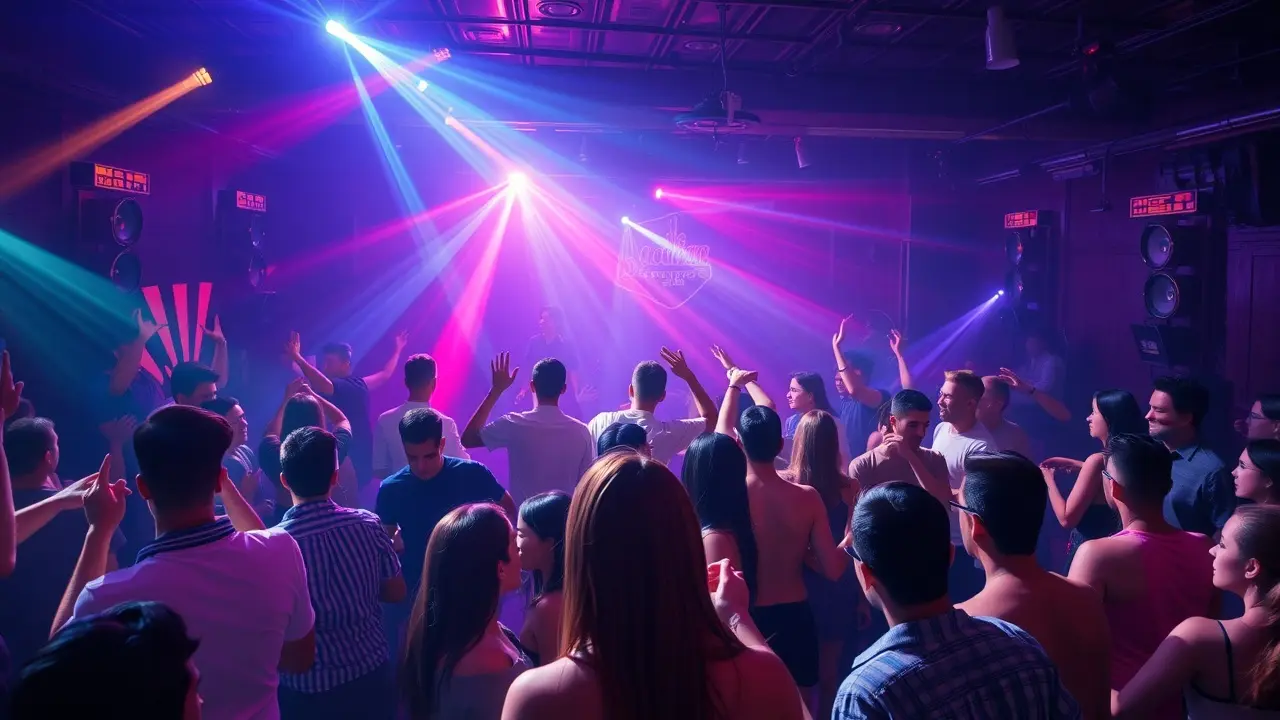 Pessoas dançando funk em boate.