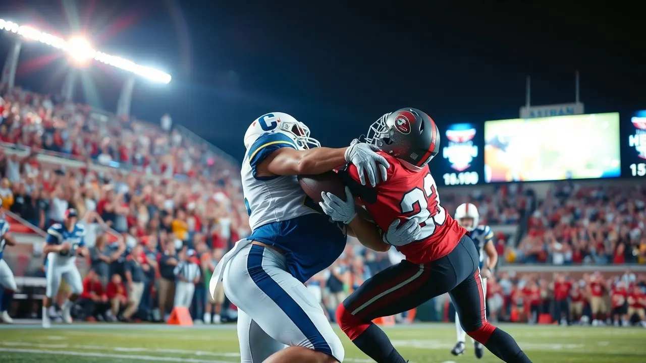 Significado de Sonhar com Futebol Americano: Interpretações e Simbolismos Jogador de futebol americano prestes a tackle