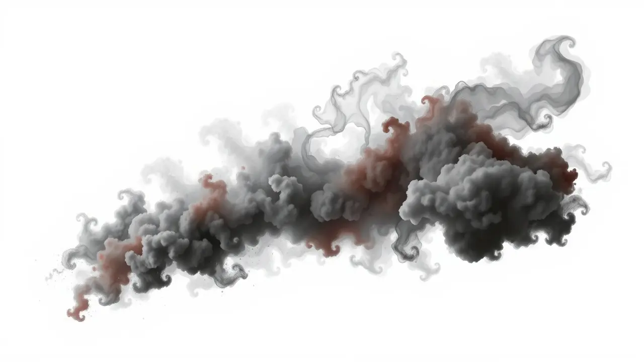 Nuvem de poeira escura representando sentimentos reprimidos.