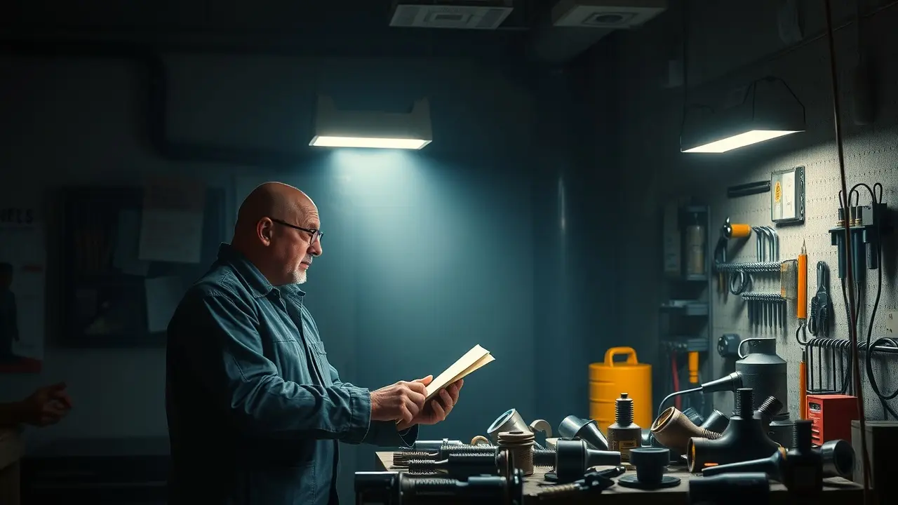 Galponista organizando ferramentas em um galpão