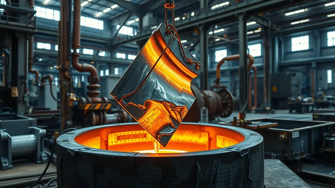 Metal sendo galvanizado para proteção contra corrosão.