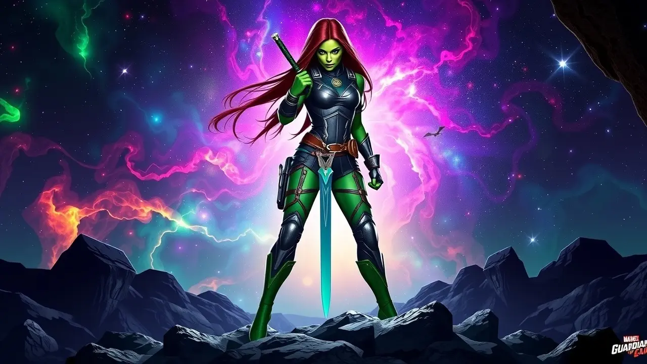 Significado de Sonhar com Gamora: Desvendando os Segredos da Guardiã Gamora dos Guardiões da Galáxia em pose de batalha