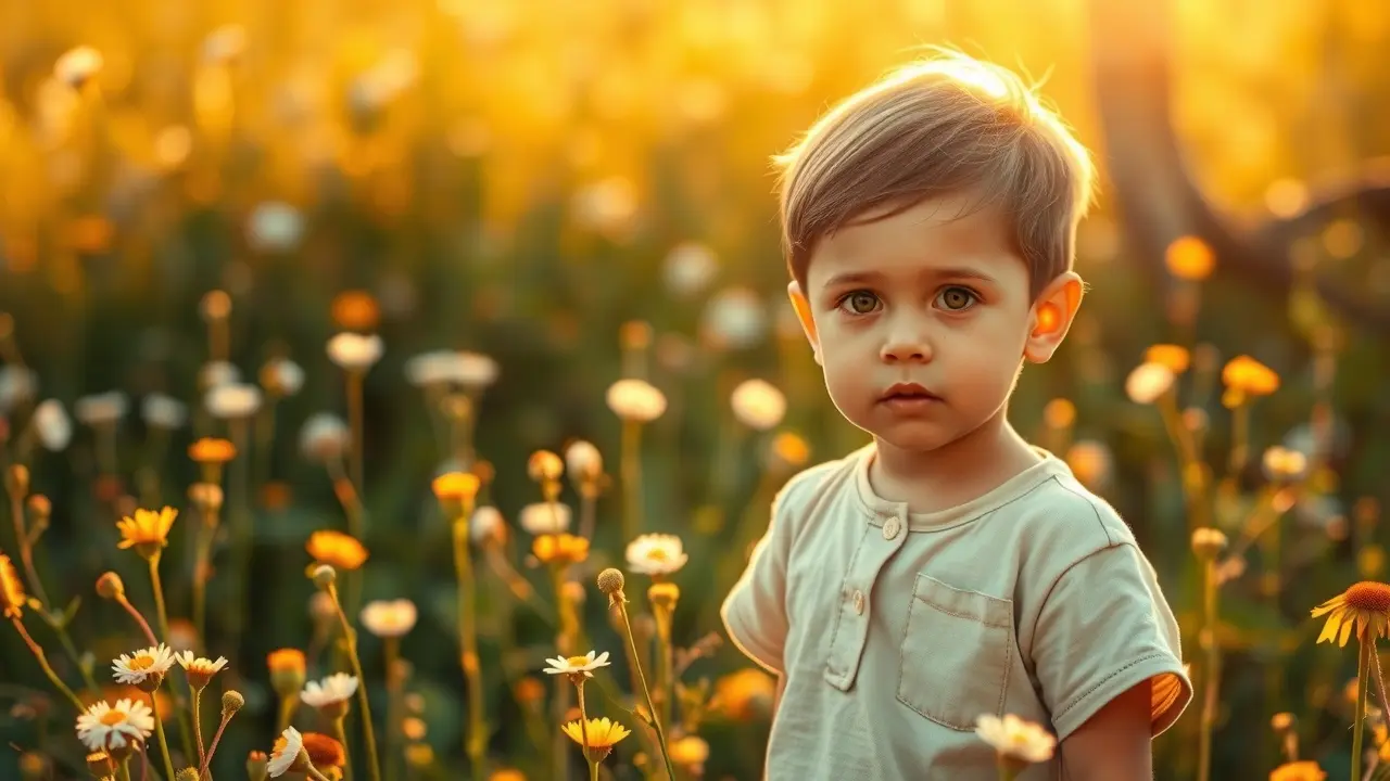 Sonho com garoto em campo florido