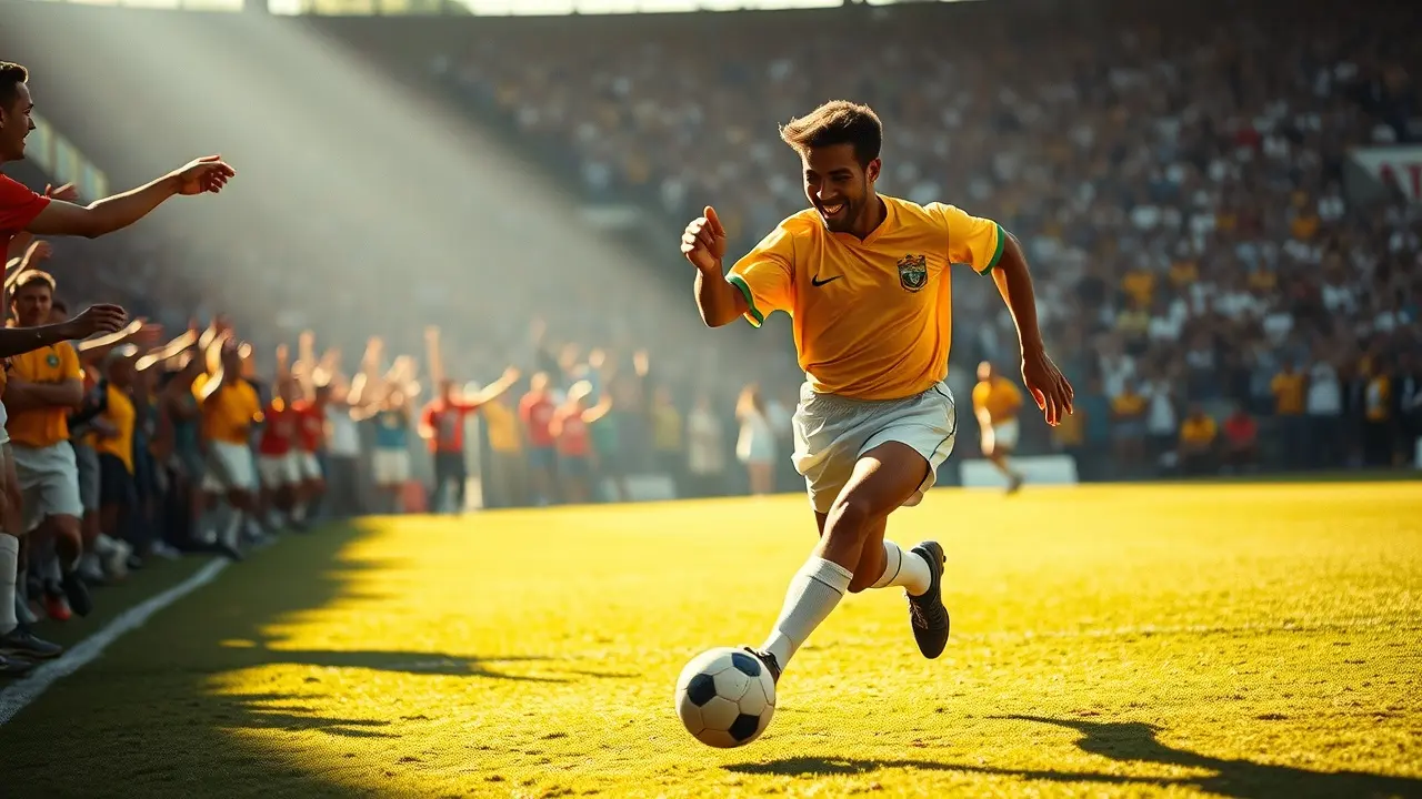 Sonhar com Garrincha: Descubra o Significado Oculto Garrincha driblando em campo.