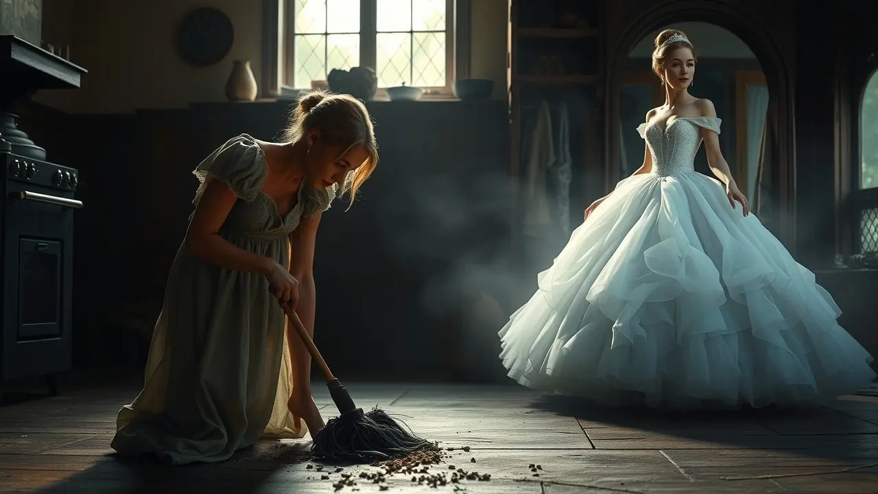 Cinderela sonhando com um futuro melhor