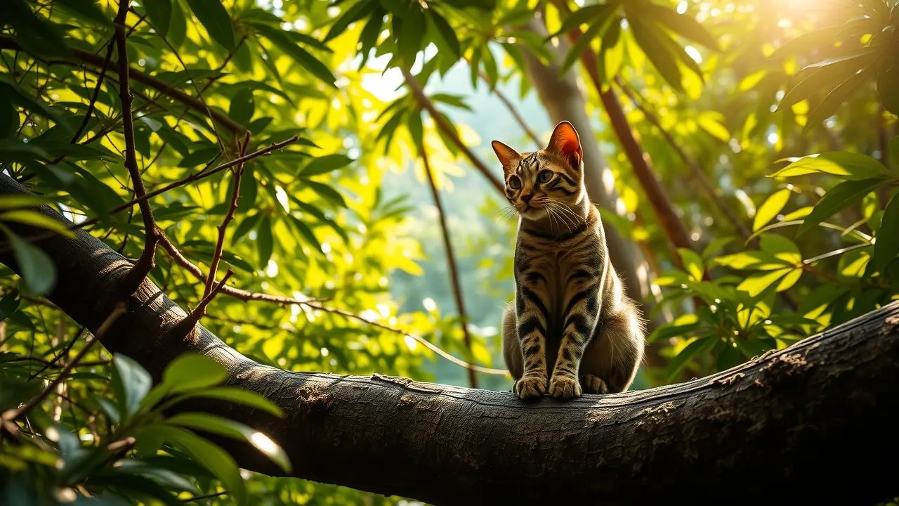 Gato-maracajá em seu habitat natural.