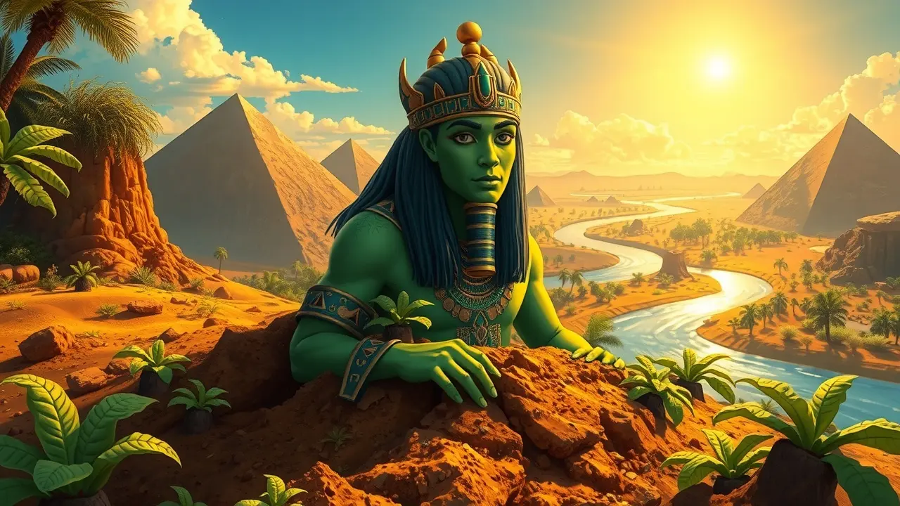 Sonhar com Geb: Descubra o Significado e as Mensagens Ocultas! Ilustração de Geb, o deus egípcio da terra.