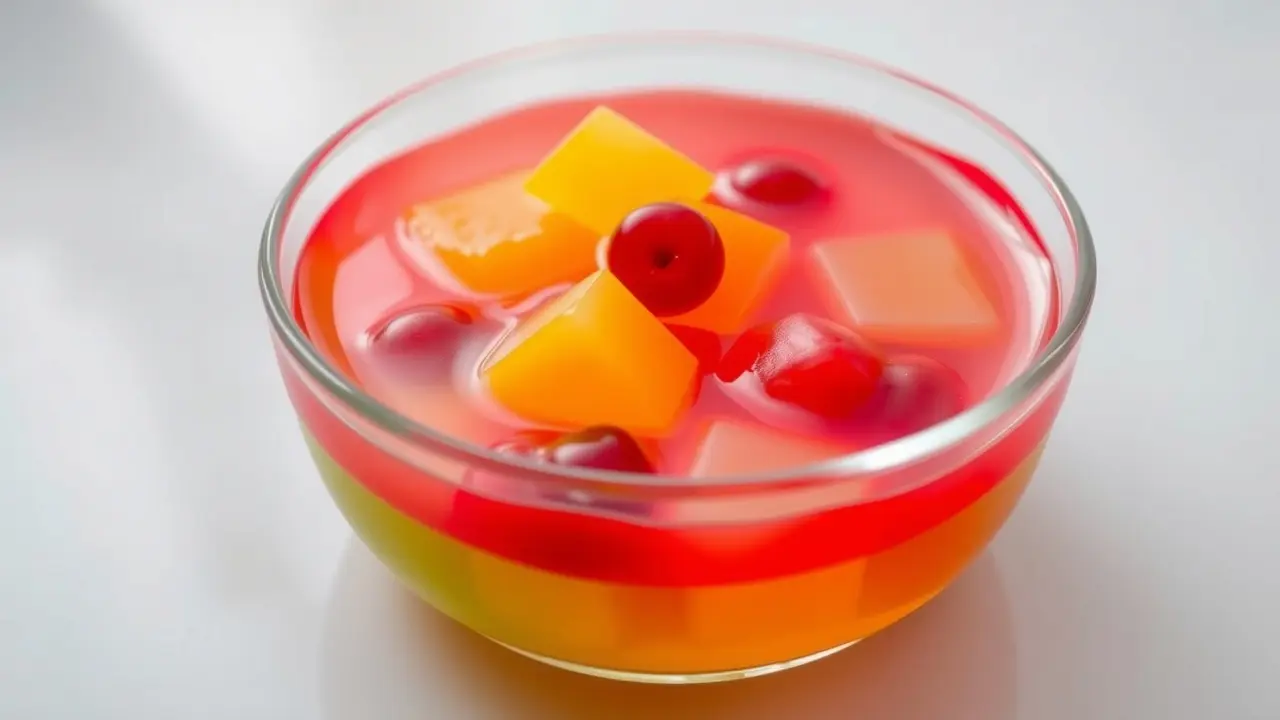 Sonhar com Gelatina: Descubra os Significados e Interpretações! Gelatina colorida em um recipiente de vidro