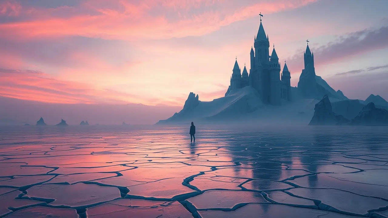 Significado de Sonhar com Gelo: Descubra as Mensagens Ocultas Homem contemplando castelo de gelo em sonho