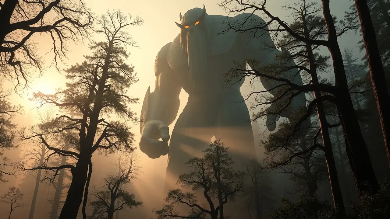 Gigante imponente em floresta antiga