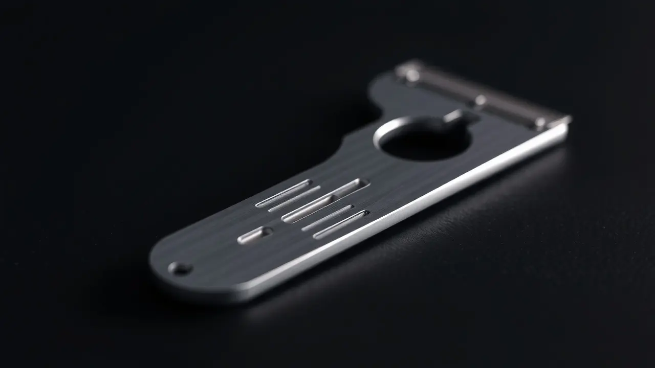 Gilete brilhante sobre superfície escura