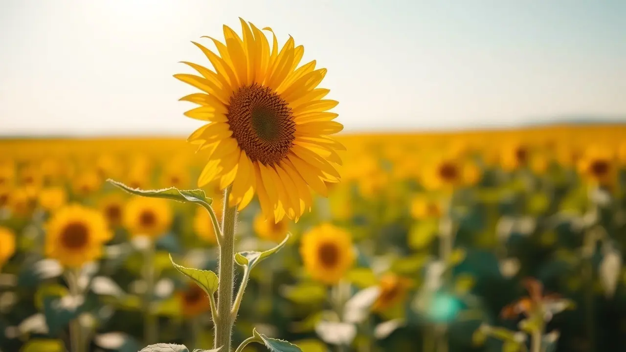 Um girassol vibrante em um campo ensolarado
