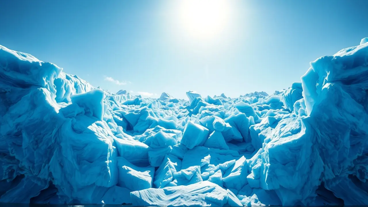Visão imponente de um glacial azul