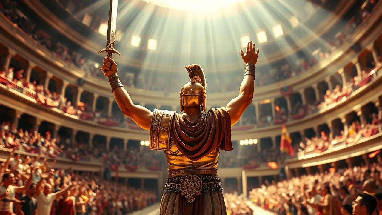 Sonhar com Gladiador: Desvende o Significado e as Mensagens do Seu Subconsciente Gladiador vitorioso no Coliseu