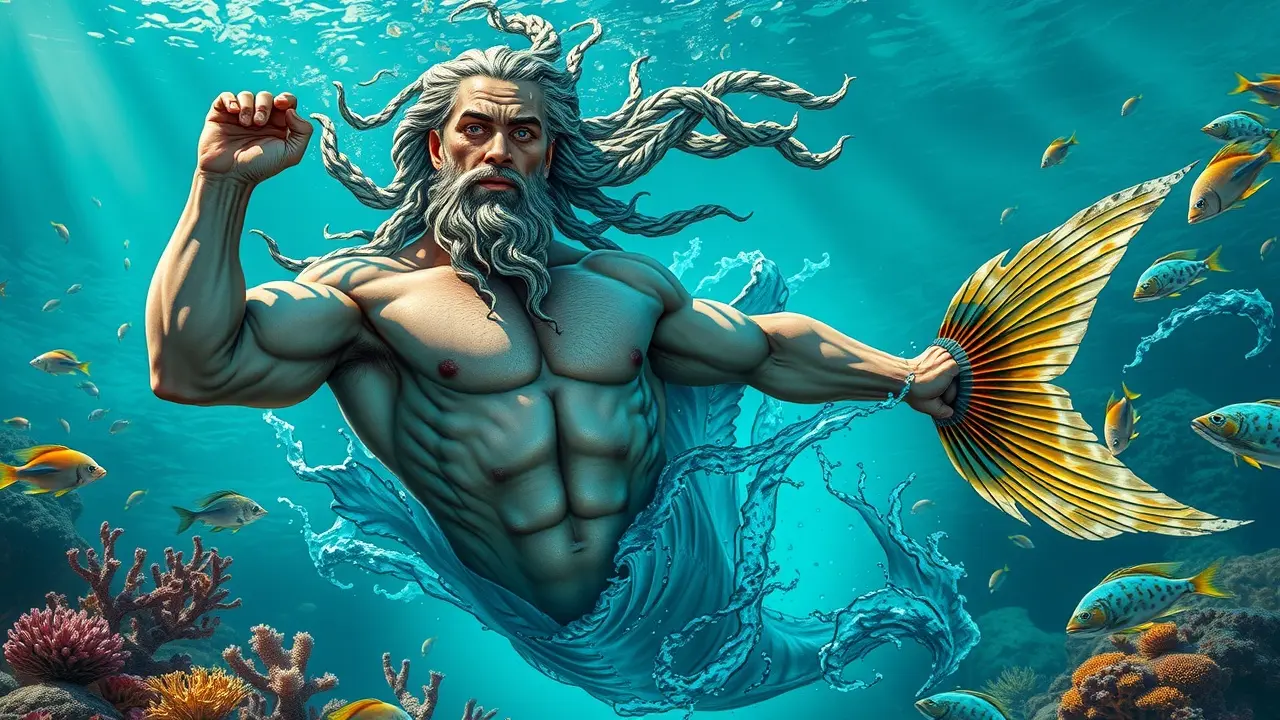 Sonhar com Glauco: Desvende os Significados e Simbolismos Glauco emergindo do oceano em um sonho