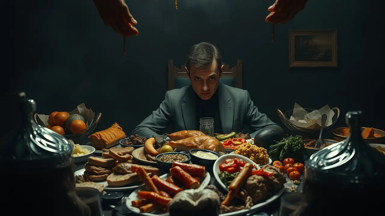 Imagem conceitual de sonho com glutonaria e solidão