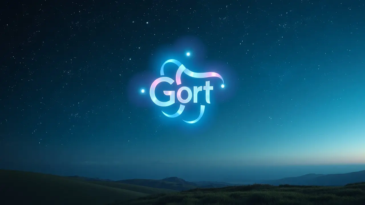 O Significado Profundo de Sonhar com Gort: Uma Análise Detalhada Imagem do céu noturno com um simbolo abstrato brilhante representando 'Gort', multicolorido em tons de azul, roxo e verde.