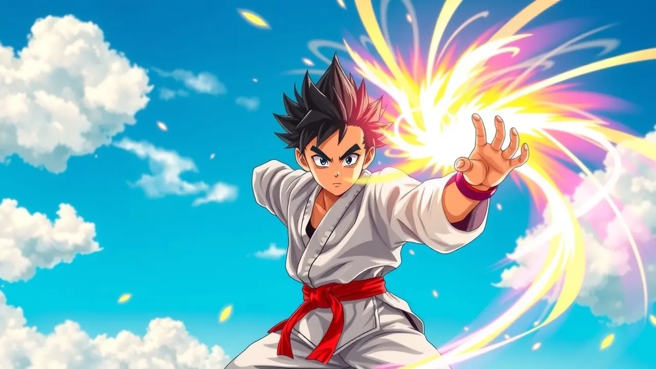 Menino Goten concentrando energia em sonho.