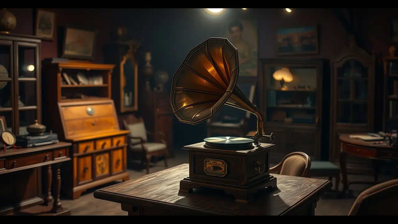 Sonhar com Gramofone: Revelações do Passado e Presente Gramofone antigo evocando nostalgia.