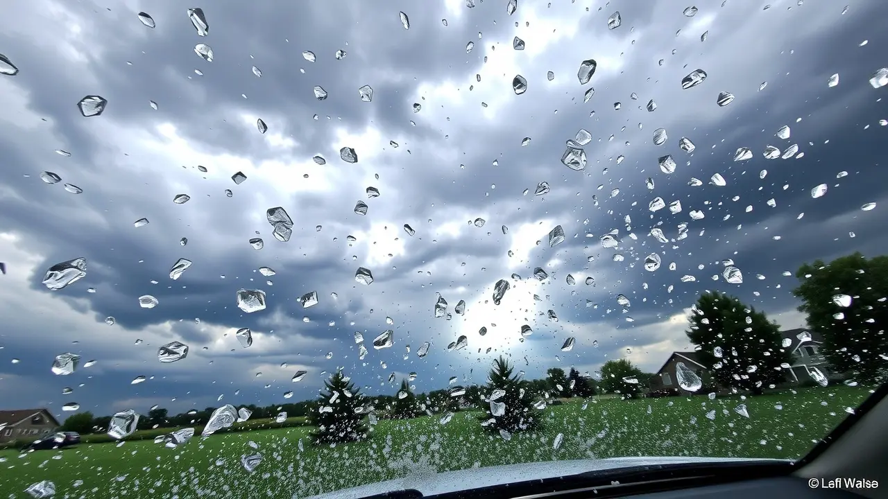 Granizo caindo durante uma tempestade