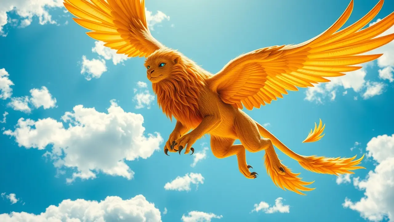 Grifo majestoso voando no céu