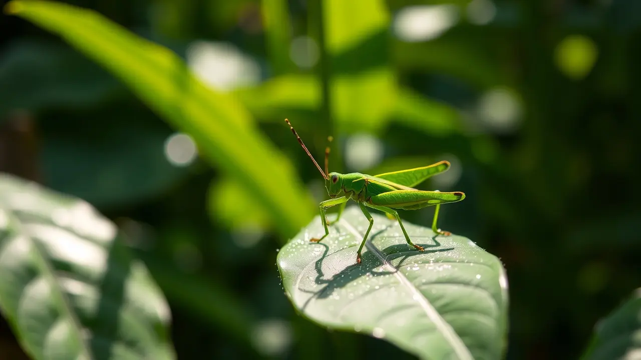 Sonhar com Grilo: Descubra o Significado e as Mensagens Ocultas Grilo verde em folha exuberante