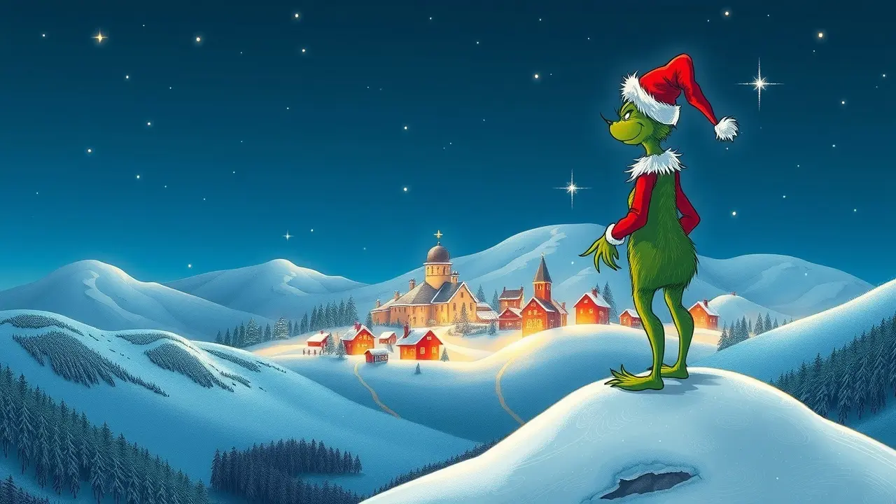 Grinch observando a cidade