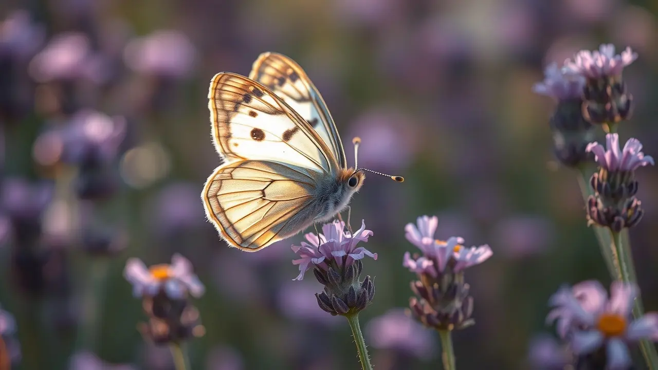 Grisalbelas pousadas em lavanda
