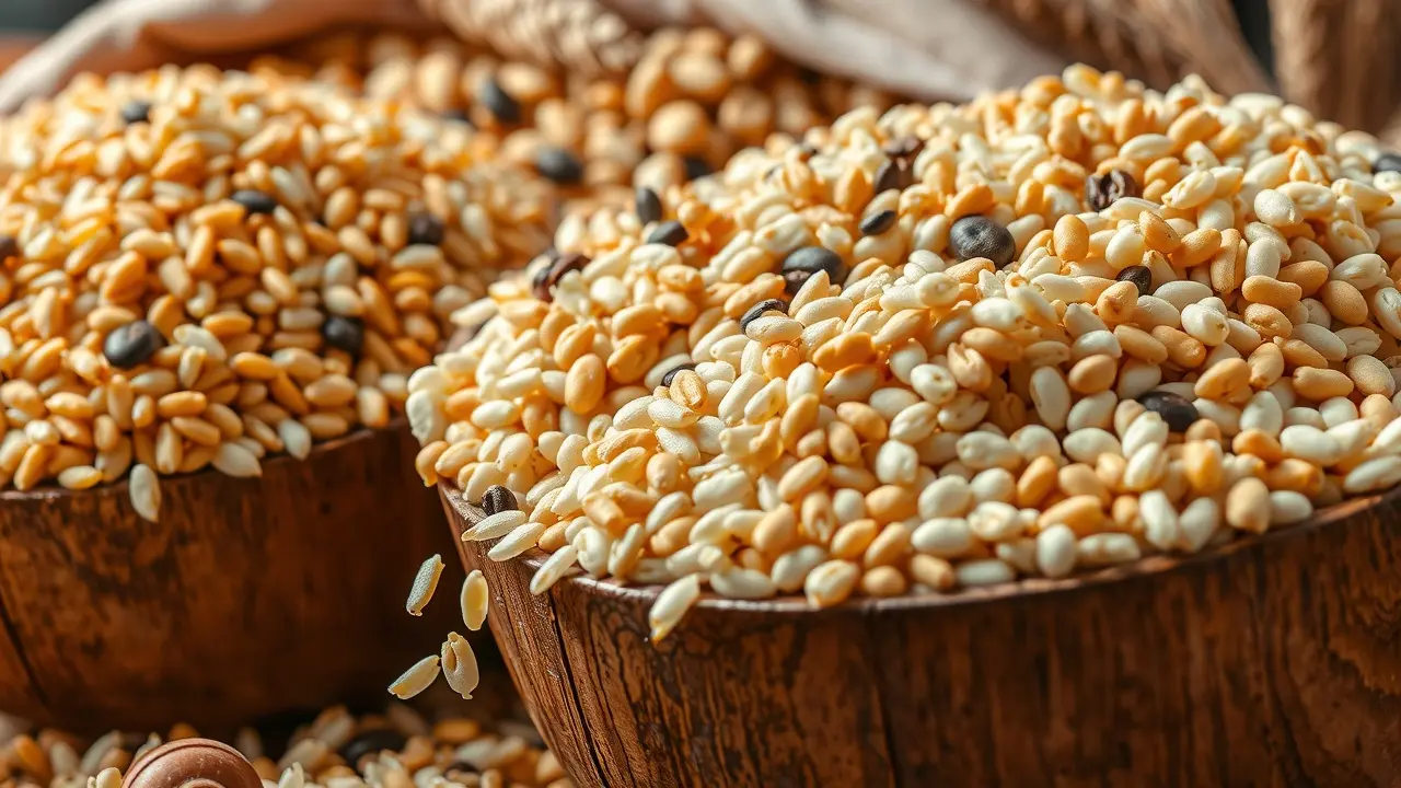 Grãos variados simbolizando abundância